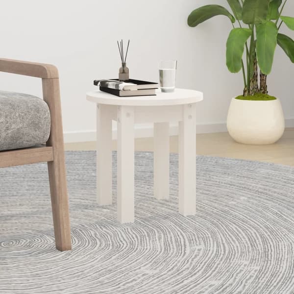 Soffbord vit Ø 35x35 cm massiv furu