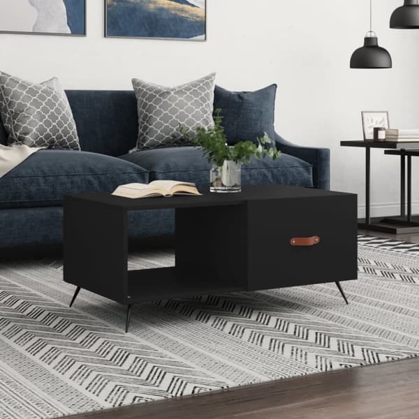 Soffbord svart 90x50x40 cm konstruerat trä