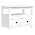 Miniatyrbild 2 av 2: Soffbord vit 71x49x55 cm massiv furu