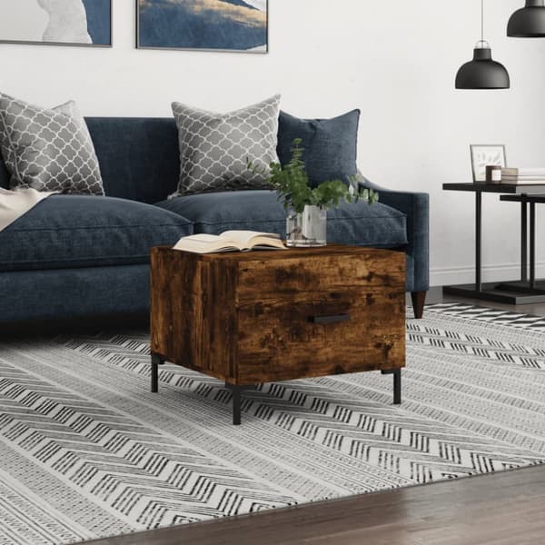Soffbord rökfärgad ek 50x50x40 cm konstruerat trä