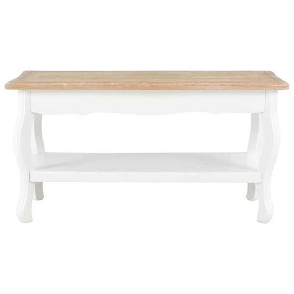 Soffbord vit och brun 87,5x42x44 cm massiv furu