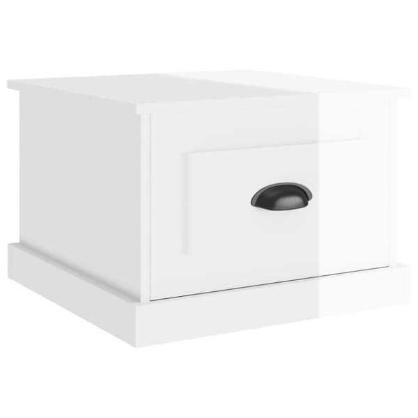 Soffbord vit högglans 50x50x35 cm konstruerat trä