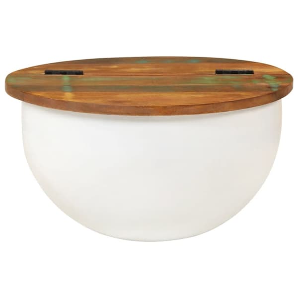 Soffbord vit 50x27 cm massivt återvunnet trä