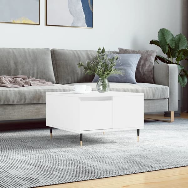 Soffbord vit 55x55x36,5 cm konstruerat trä