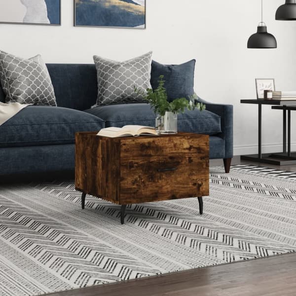 Soffbord rökfärgad ek 50x50x40 cm konstruerat trä