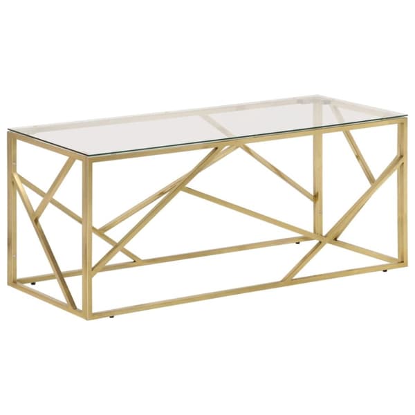 Soffbord guld rostfritt stål och härdat glas
