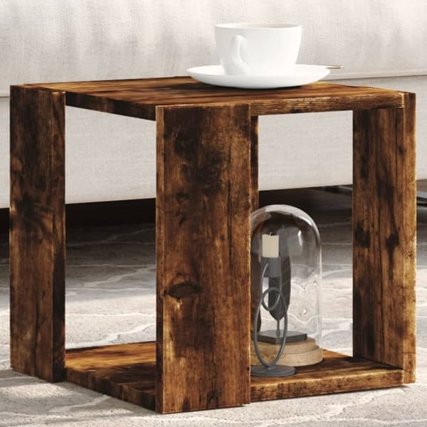 Soffbord rökfärgad ek 32x32x30 cm konstruerat trä