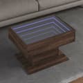 Miniatyrbild 1 av 2: Soffbord med LEDs brun ek 70x50x45 cm konstruerat trä