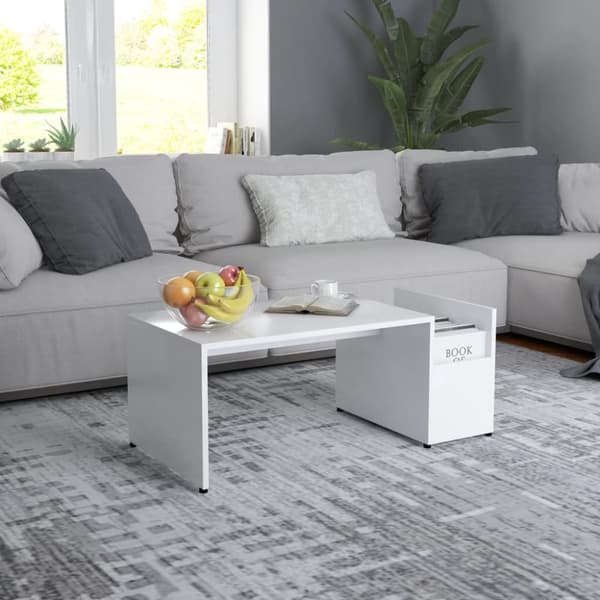 Soffbord vit 90x45x35 cm konstruerat trä