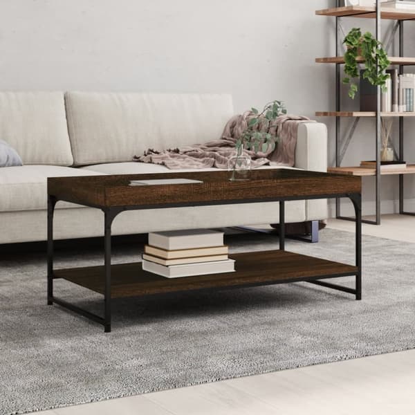 Soffbord brun ek 100x49x45 cm konstruerat trä