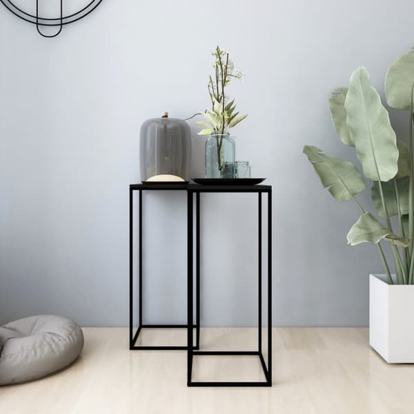 Sidobord 2 st svart stål