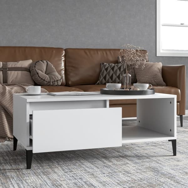 Soffbord vit 90x50x36,5 cm konstruerat trä