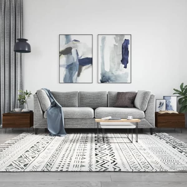 Soffbord 2 st brun ek 50x46x35 cm konstruerat trä