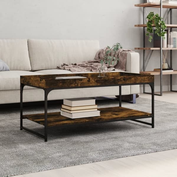 Soffbord rökfärgad ek 100x49x45 cm konstruerat trä