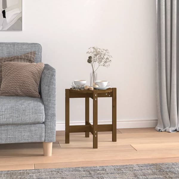 Soffbord honungsbrun Ø 42,5x45 cm massiv furu
