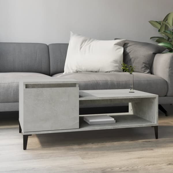 Soffbord betonggrå 100x50x45 cm konstruerat trä