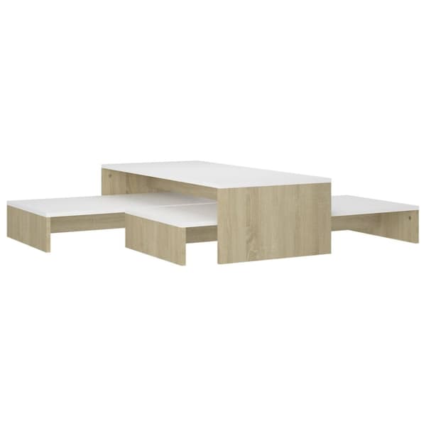 Satsbord vit och sonoma-ek 100x100x26,5 cm konstruerat trä