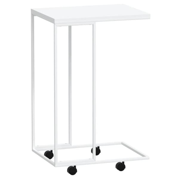 Sidobord med hjul vit 40x30x63,5 cm konstruerat trä
