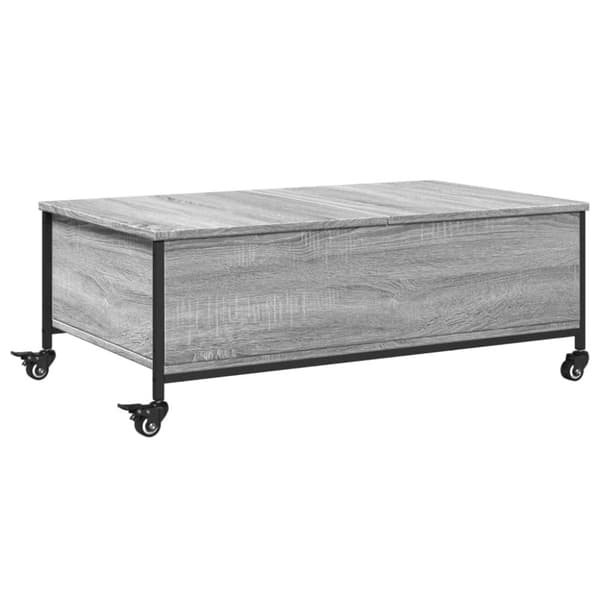 Soffbord på hjul grå sonoma 91x55x34 cm konstruerat trä