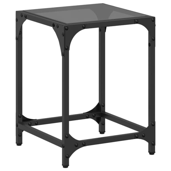 Soffbord med svart glasskiva 30x30x40 cm stål