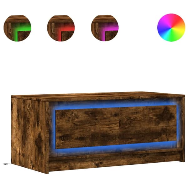 Soffbord med LEDs rökfärgad ek konstruerat trä