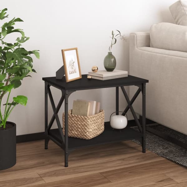 Sidobord svart 55x38x45 cm konstruerat trä