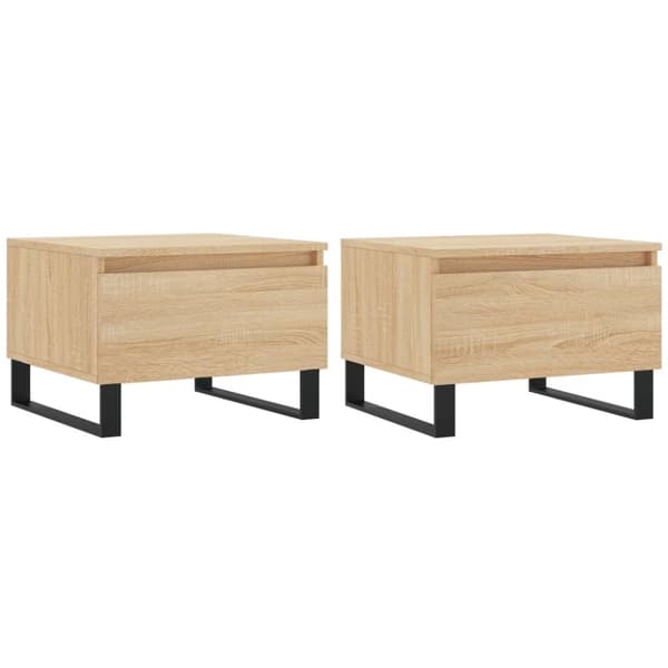 Soffbord 2 st sonoma-ek 50x46x35 cm konstruerat trä