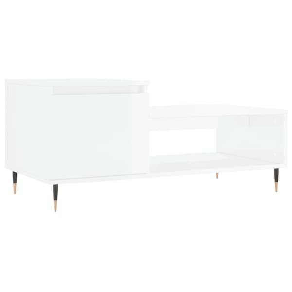 Soffbord vit högglans 100x50x45 cm konstruerat trä