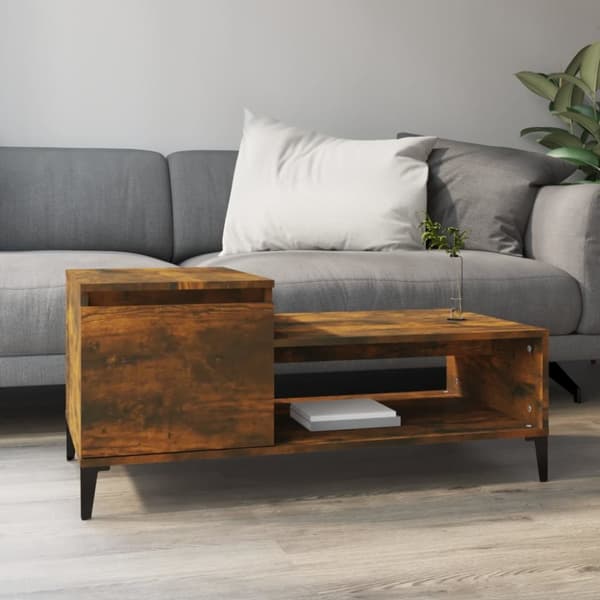 Soffbord rökfärgad ek 100x50x45 cm konstruerat trä