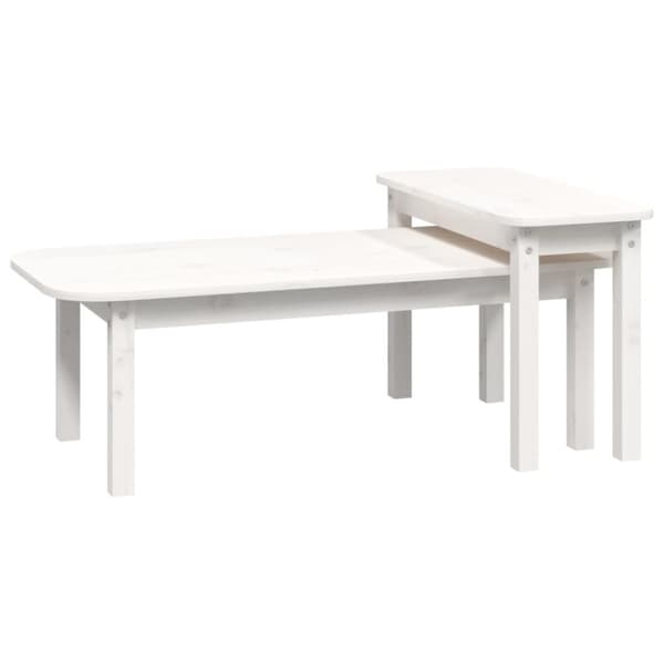 Satsbord 2 st vit massiv furu