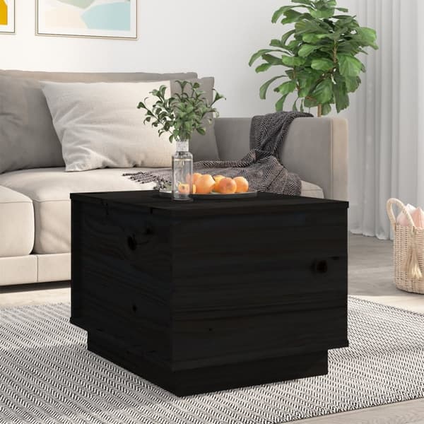 Soffbord svart 40x50x35 cm massivt furu