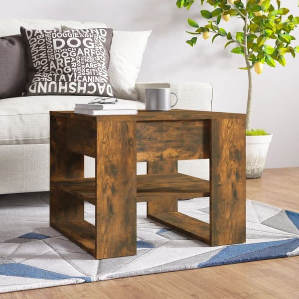 Soffbord rökfärgad ek 55,5x55x45 cm konstruerat trä