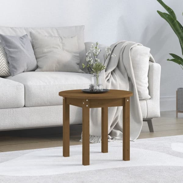 Soffbord honungsbrun Ø 45x40 cm massiv furu