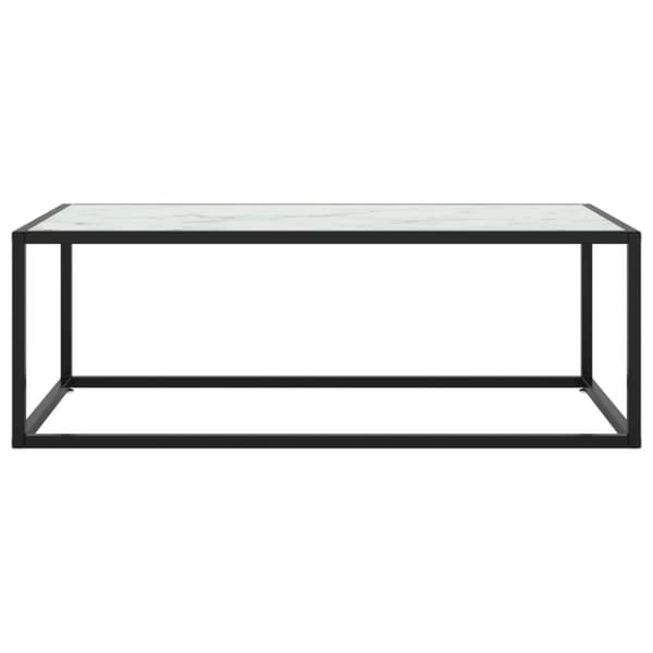Soffbord svart med vit marmor glas 100x50x35 cm