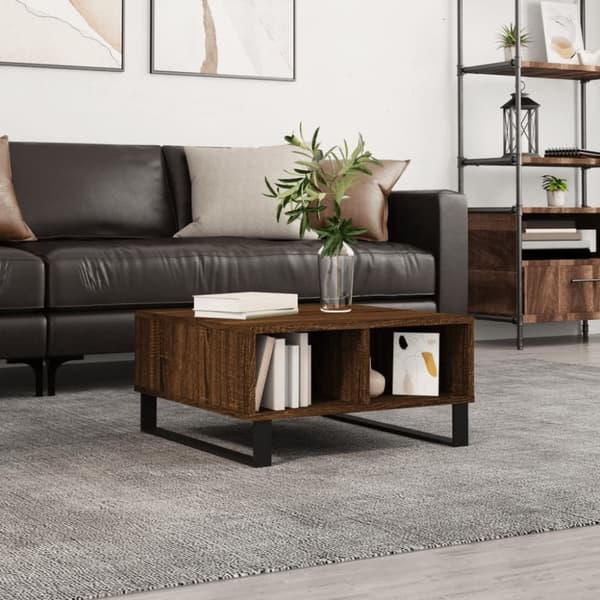 Soffbord brun ek 60x60x30 cm konstruerat trä