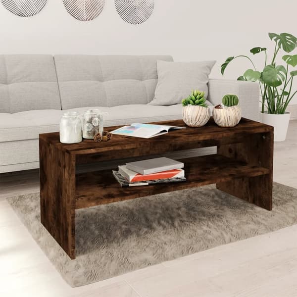 Soffbord rökfärgad ek 100x40x40 cm konstruerat trä