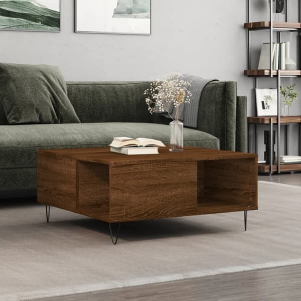 Soffbord brun ek 80x80x36,5 cm konstruerat trä