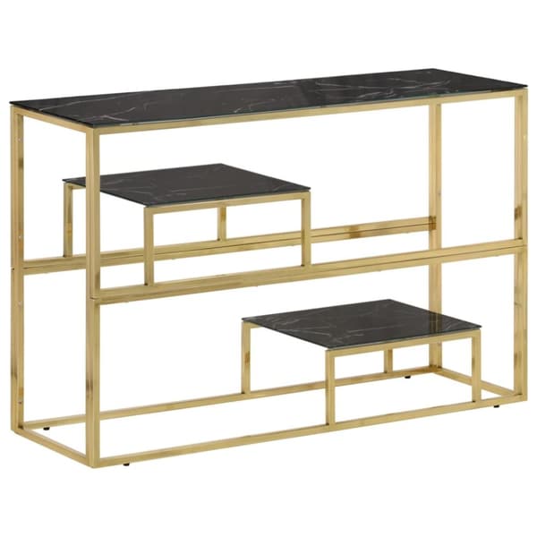 Konsolbord guld rostfritt stål och härdat glas