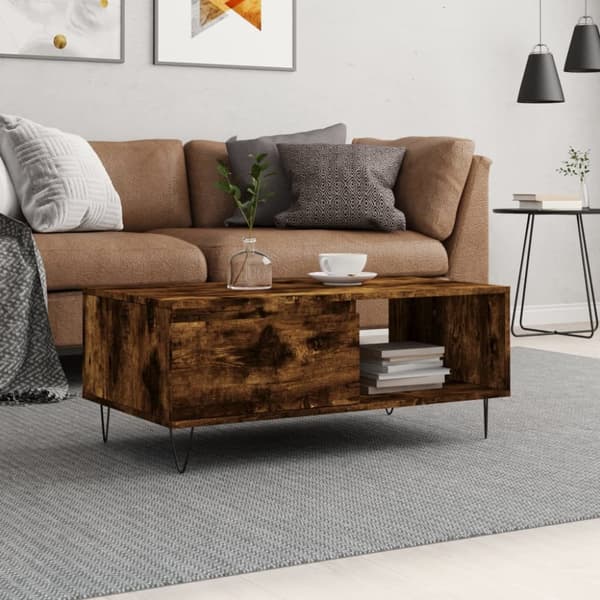 Soffbord rökfärgad ek 90x50x36,5 cm konstruerat trä