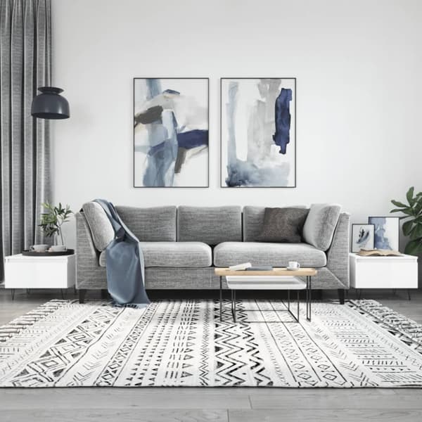 Soffbord 2 st vit högglans 50x46x35 cm konstruerat trä