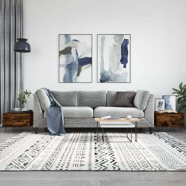 Soffbord 2 st rökfärgad ek 50x46x35 cm konstruerat trä