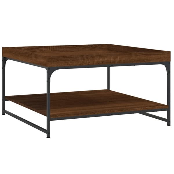 Soffbord brun ek 80x80x45 cm konstruerat trä och järn
