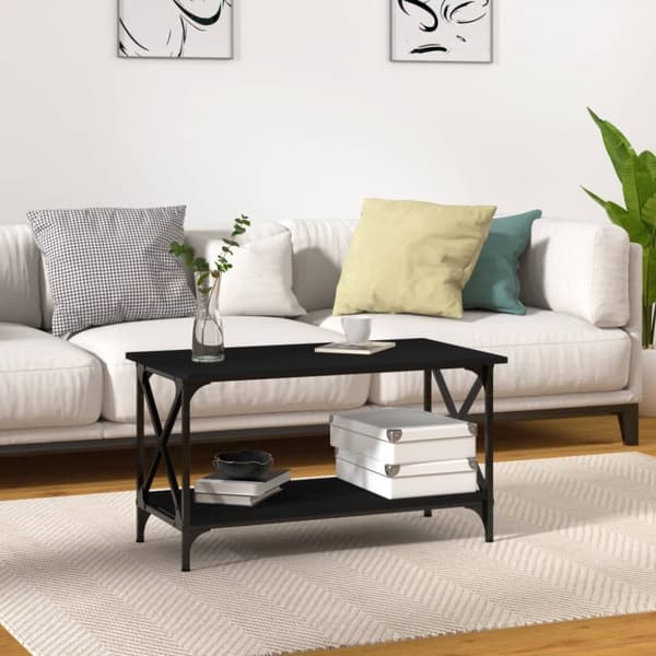 Soffbord svart 80x45x45 cm konstruerat trä och järn