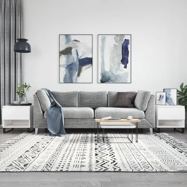 Soffbord 2 st vit högglans 50x46x50 cm konstruerat trä