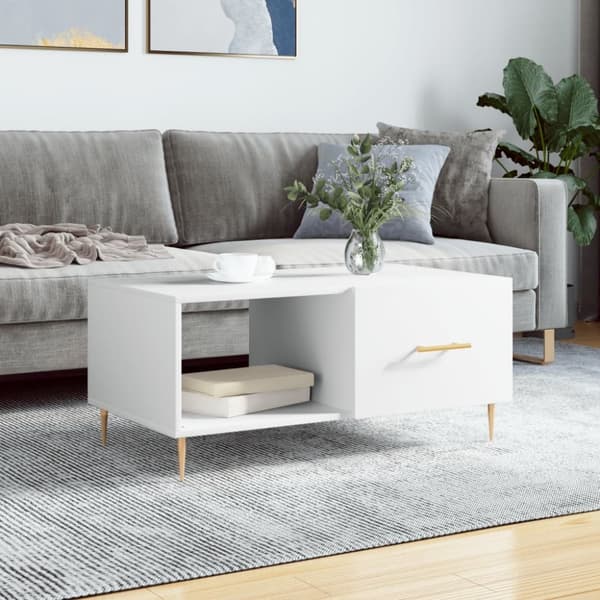 Soffbord vit 90x50x40 cm konstruerat trä
