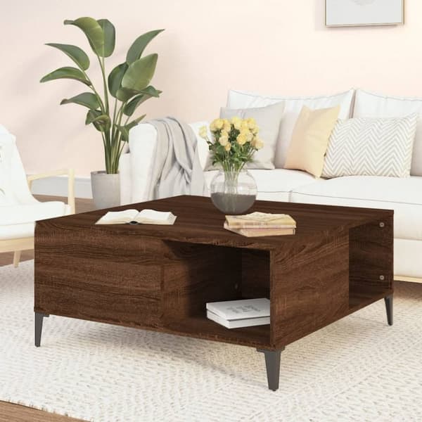 Soffbord brun ek 80x80x36,5 cm konstruerat trä