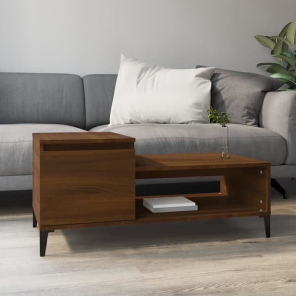 Soffbord brun ek 100x50x45 cm konstruerat trä