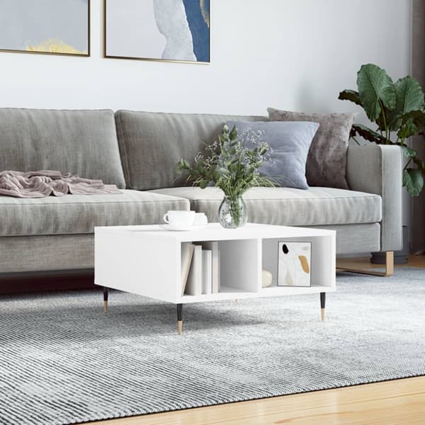 Soffbord vit 60x60x30 cm konstruerat trä