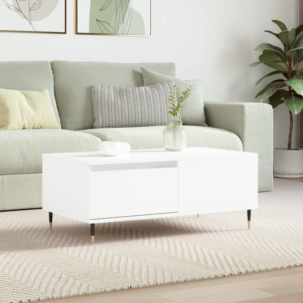 Soffbord vit 90x50x36,5 cm konstruerat trä