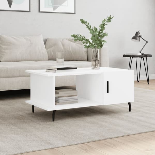 Soffbord vit 90x50x40 cm konstruerat trä